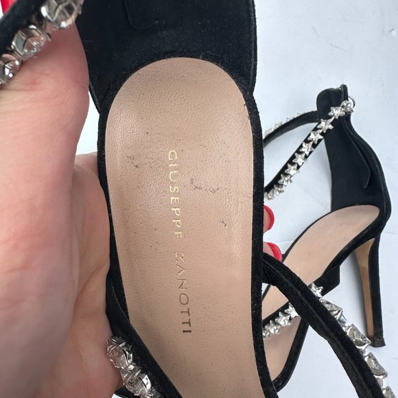 Giuseppe Zanotti Harmony Cometa Sandals Black Suede Star Crystal Studs Eu 38.5 - Picture 8 of 14